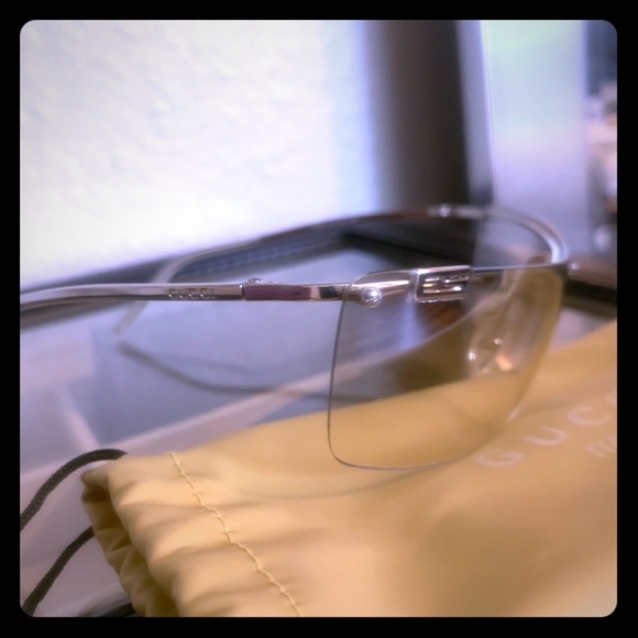 Gucci light tinted silver frame gradient blades. - Picture 1 of 10